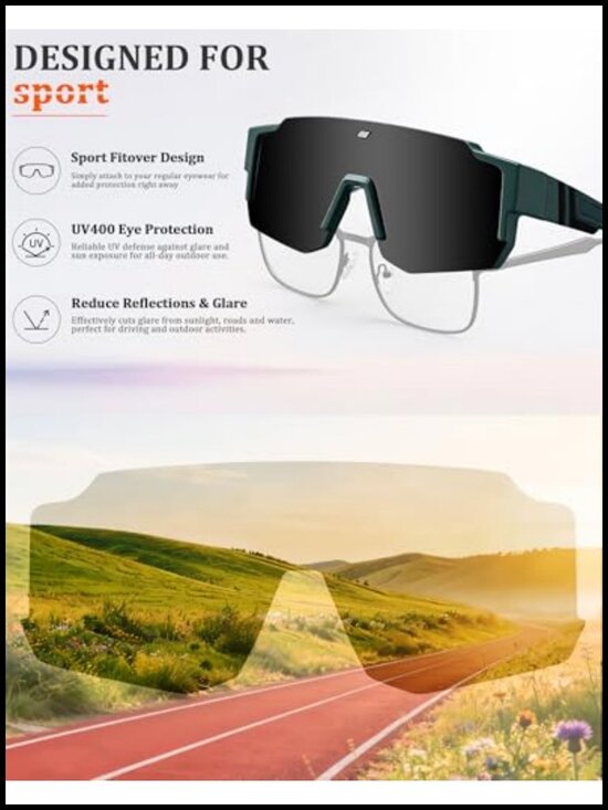Oversized Polarized Fit Over Sunglasses UV400 Sport Running main image 5
